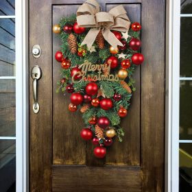 Christmas Decorations Upside Down Tree Hanging Window Scene Arrangement Decorative Bow Rattan Door Hanging