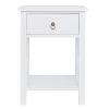 FCH Nightstand Modern End Table, Side Table with 1 Drawer and Storage Shelf, White