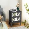 FCH 45*30*60cm MDF Spray Paint, Smoked Mirror, Two-Drawn Carving, Bedside Table, Black