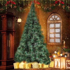 8' Classic Pine Artificial Christmas Tree Artificial Realistic Natural Branches with Solid Metal Stand with Golden Highlights