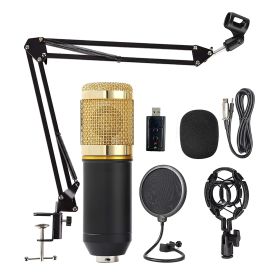 5 Core Studio Condenser Microphone Bundle Professional Adjustable Boom Arm Stand Shock Mount Pop Filter External USB Sound Card Foam Cover for Recordi