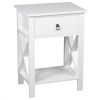 FCH Nightstand Modern End Table, Side Table with 1 Drawer and Storage Shelf, White