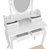 Modern Concise 4-Drawer 360-Degree Rotation Removable Mirror Dresser White(=20407644)