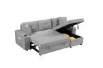 Convertible corner sofa with armrest storage, living room and apartment sectional sofa, right chaise longue and grey