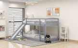 Twin over Twin Bunk Bed with Convertible Slide and Ladder, Gray(Old SKU:WF286601AAE)