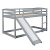 Twin over Twin Bunk Bed with Convertible Slide and Ladder, Gray(Old SKU:WF286601AAE)