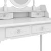 Modern Concise 4-Drawer 360-Degree Rotation Removable Mirror Dresser White(=20407644)