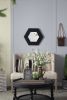 18.5" x 18.5" Hexagon Mirror with Solid Wood Frame, Wall Decor for Living Room Bathroom Hallway, Black