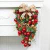 Christmas Decorations Upside Down Tree Hanging Window Scene Arrangement Decorative Bow Rattan Door Hanging