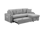 Convertible corner sofa with armrest storage, living room and apartment sectional sofa, right chaise longue and grey