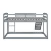 Twin over Twin Bunk Bed with Convertible Slide and Ladder, Gray(Old SKU:WF286601AAE)