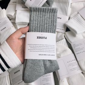 College Style Solid Color Mid-calf Socks (Option: 35to42-Grey-Winter style)