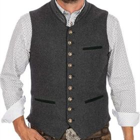 New Men's Fashion Dress Vest (Option: Grey-M)