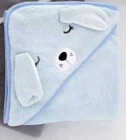 Coral Fleece Three-dimensional Cartoon Bath Towel Children Hoodie Cloak (Option: Long Ears Dog-80x80cm)