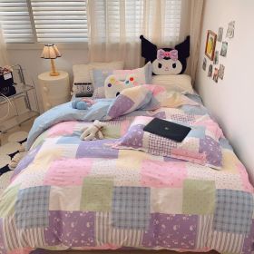 Home Fashion Simple Printing Cotton Bed Four-piece Set (Option: Happiness Puzzle-1.8M)