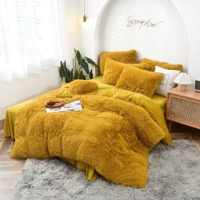 Mink Fur Four-piece Plush Rhinestone Velvet Duvet Cover (Option: Turmeric-160x200cm)