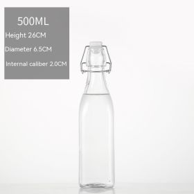 Glass Transparent Sealed Liquor Storage Bottle Wine Fermentation Jar (Option: 500ml Square Bottle)