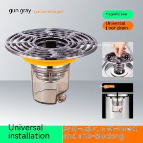 Deodorant Floor Drain Core Small Caliber Bathroom Sewer Pipe Anti-odor Insect-proof Magnetic Filter Screen Artifact Export Universal (Option: Gun gray column-1pcs)