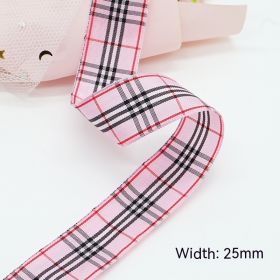 Solid Color Scottish Plaid Ribbon Hand-made DIY Clothing Ornament Bouquet Gift Packaging (Option: B005 Plaid Ribbon 16mm-B005-16mm25 Code Volume)