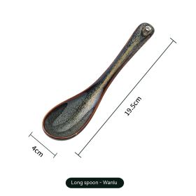 Ceramic Soup Spoon Large Soup Long Handle Noodle Spoon (Option: Wan Lv Chang Ba Tang Spoon)