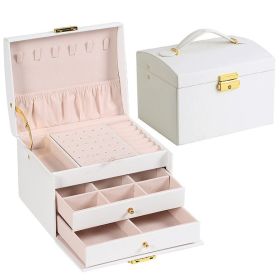 Three-layer Drawer Jewelry Box (Color: White)