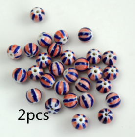 Blue And White Porcelain Ceramic Beads (Option: Red And Blue2pcs-11mm)