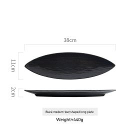 Japanese Style Sushi Plate Ceramic Dessert Plate (Option: 15 Inch Black Pointed Plate)