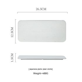 Ceramic Rectangular Plate Dish Japanese Sushi Barbecue Plate Restaurant (Option: 10 Inch Plain White Plate Dish)