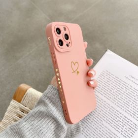 Angel Eye Love Phone Case Bronzing Solid Color Drop-resistant Protective Cover (Option: pink-IPhone15plus)