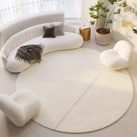 Silent Wind Absorbent Round Carpet Cream Wind Hanging Basket Dressing Table Bedroom Bedside Household Crystal (Option: Stripes 04-60X60cm)