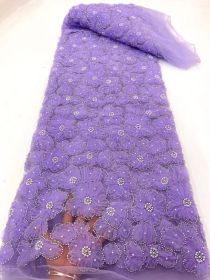 Foam Tube Mesh Plate With Embroidery Three-dimensional Flower Lace Fabric (Color: Purple)