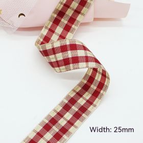 Solid Color Scottish Plaid Ribbon Hand-made DIY Clothing Ornament Bouquet Gift Packaging (Option: A313 Plaid Ribbon 16mm-A313-16mm25 Code Volume)