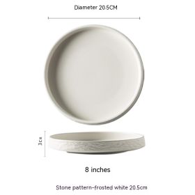 Household Ceramic Round Meal Tray Deep Plates Dumpling Plate Hotel Japanese Style Tableware (Option: White 205mm)