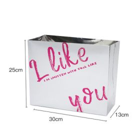 Bouquet Hug Bag Square Flower Packaging Hand Holding Box (Option: I Like Bag Silver)