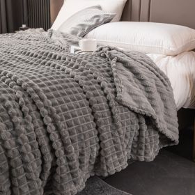 Milk Velvet Blanket Thickened Strip Cut Flower Flannel Blanket (Option: Cut Grid Light Gray-100 X150CM Cover Blanket)