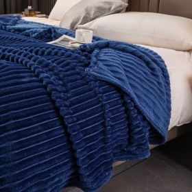 Milk Velvet Blanket Thickened Strip Cut Flower Flannel Blanket (Option: Royal Blue-150 X200CM Cover Blanket)