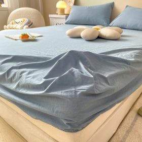 Cream Style Washed Cotton Three-piece Bedspread Fully Surrounded (Option: Blue Gray Haze Blue-150cmx200cm 3pcs)