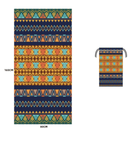 Printed Swim Microfiber Beach Towel (Option: Amber Bohemian-80x160cm printed storage bag)