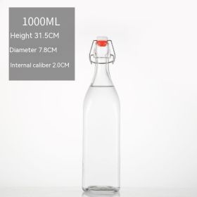 Glass Transparent Sealed Liquor Storage Bottle Wine Fermentation Jar (Option: 1000ml Square Bottle)