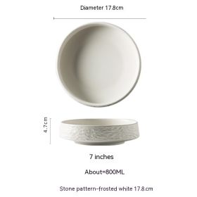 Household Ceramic Round Meal Tray Deep Plates Dumpling Plate Hotel Japanese Style Tableware (Option: White 180mm)