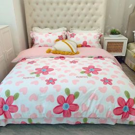 Home Fashion Simple Printing Cotton Bed Four-piece Set (Option: Little Love Song-1.5M)