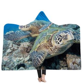 New Ocean Turtle Series Hooded Blanket Cape (Option: 2style-130x150cm)