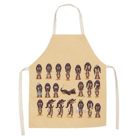 Cartoon Cute Dog Printed Cotton And Linen Apron Kitchen Home Cleaning Parent-child Sleeveless Coverall Generation Hair (Option: W 1408-47x38cm)