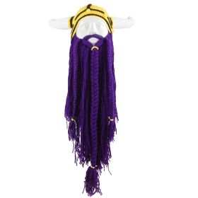 Personalized Party Long Beard Pointed Funny Hat Funny Wool Halloween (Option: Yellow Hooded Purple Beard-L58 60cm)