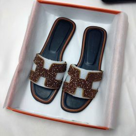 Womens Summer Sandals Beach Flat Female Slippers Outdoor Sandals Shoes (Color: Gold diamonds, size: US6=UK3=EU 36)