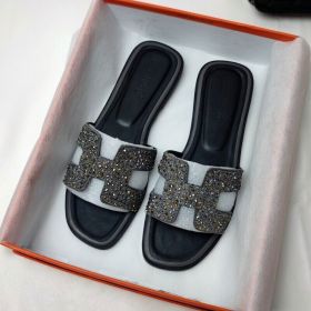 Womens Summer Sandals Beach Flat Female Slippers Outdoor Sandals Shoes (Color: Grey diamonds, size: US10.5=UK8.5=EU 43)