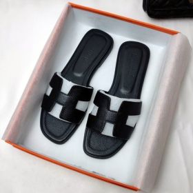 Womens Summer Sandals Beach Flat Female Slippers Outdoor Sandals Shoes (Color: All black pebbled, size: US7=UK4=EU 37)