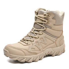 Outdoor Men Hiking Shoes Waterproof Breathable Tactical Combat Army Boots Desert Training Sneakers Anti-Slip Mens Military Boots (Color: sand color, size: 40)