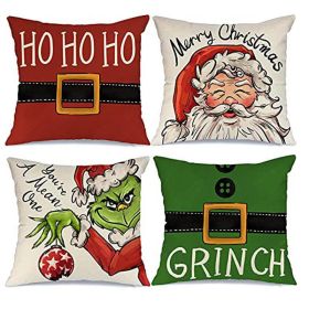 18x18 In Of For Christmas Decorations Green Buffalo Plaid Grinch Christmas Pillow Covers (type: 2)