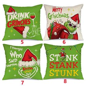 18x18 In Of For Christmas Decorations Green Buffalo Plaid Grinch Christmas Pillow Covers (type: 8)